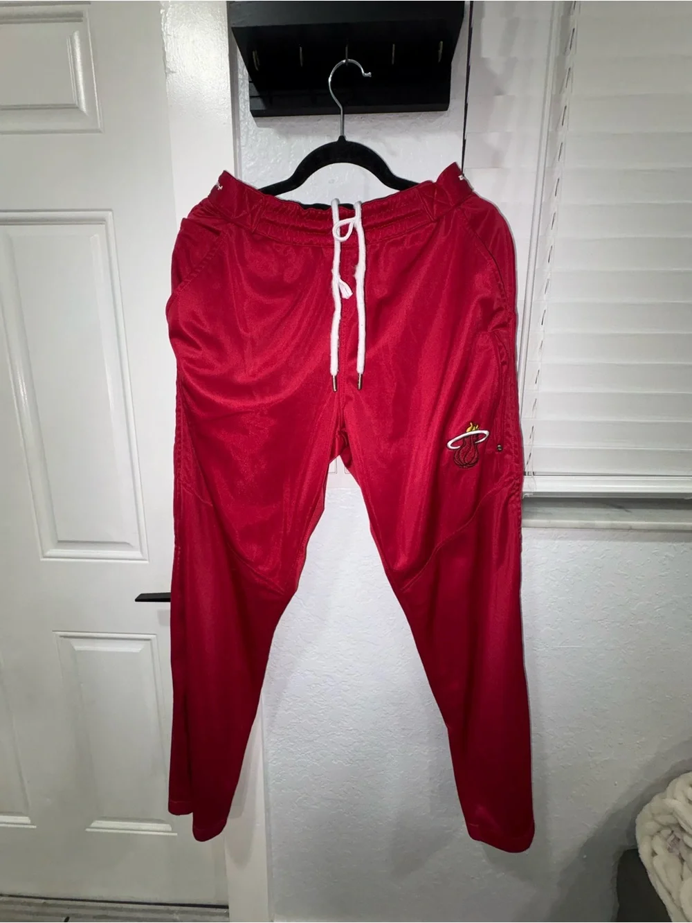 Men's Red Athletic Joggers with White Drawstring